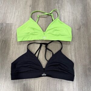 ALO Yoga Lime Green and Black Sports Bra Set